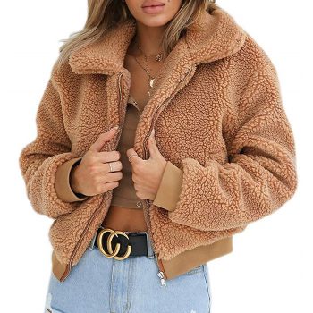 Lady Winter Teddy Bear Fleece Fur Fluffy Zip Coat Jackets Jumper Outwear